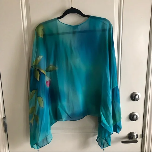 NWT Chico’s Women’s Silk Top Cover Kimono Size 3 (X-LARGE) - Picture 3 of 7